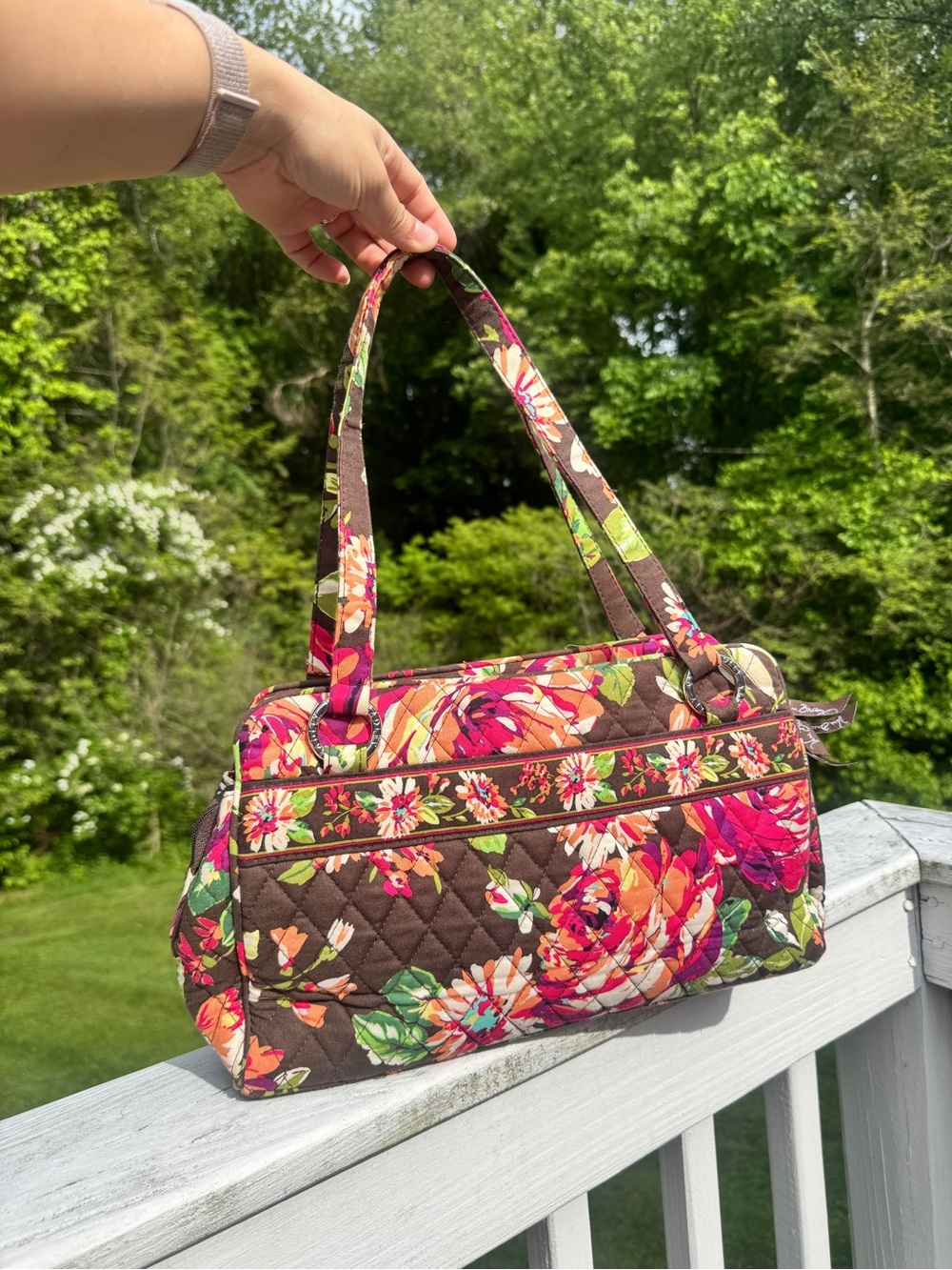 Vera Bradley Whitney Shoulder Tote Bag English Rose Quilted Floral Multi Zip